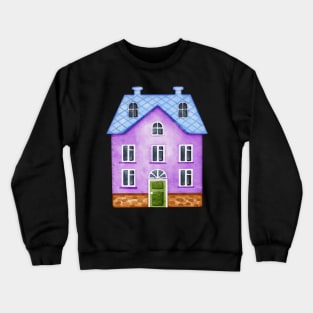 PURPLE VILLAGE HOUSE WATERCOLOR Crewneck Sweatshirt